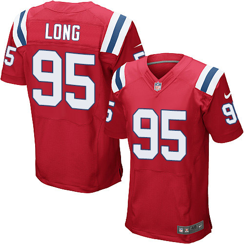 Men's Elite Chris Long Nike Jersey Red Alternate - #95 NFL New England Patriots